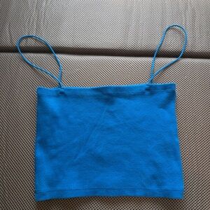 Zara Electric Blue Ribbed Knit Crop Top